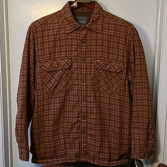 Covington soft flannel brown/red check/ brown lining/ button down shirt/jacket - Picture 9 of 9